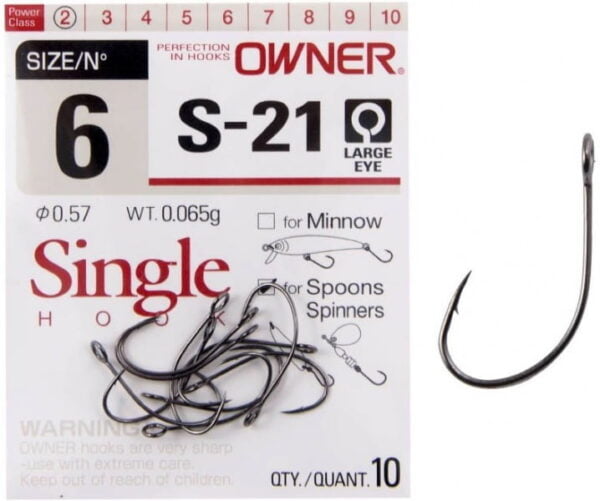 OWNER HOOK S-21 mod. 51572 Barbed for Spoons & Spinners