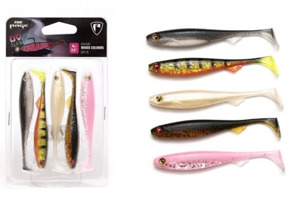 FOX RAGE UV SLICK SHAD 9cm MIXED COLOUR