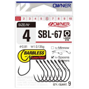 OWNER HOOK SBL-67 mod.51742 Barbless for Spoons & Spinners